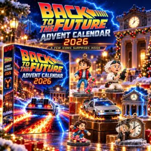 Back to the Future 2026 Advent Calendar - boxed front view with figurines and DeLorean