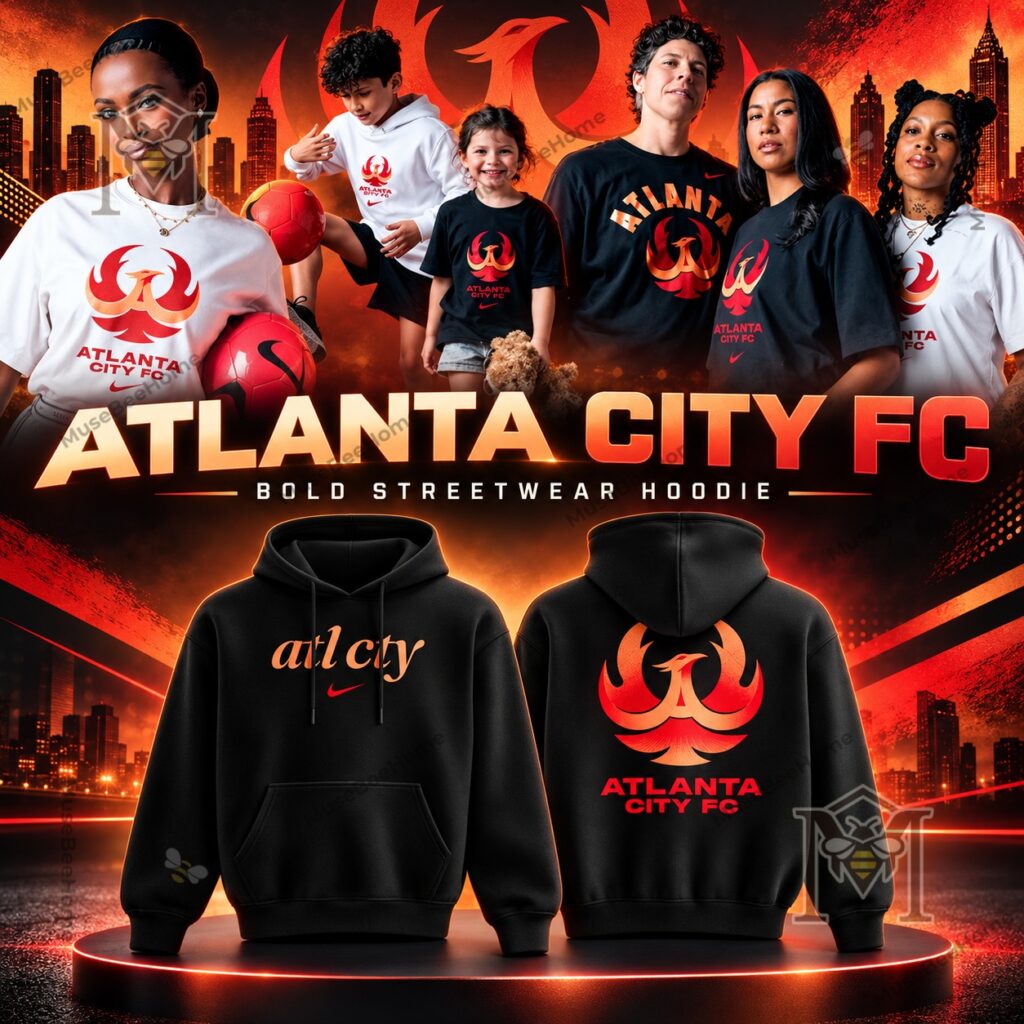 Atlanta City FC Nike Black Pullover Hoodie - front logo close-up