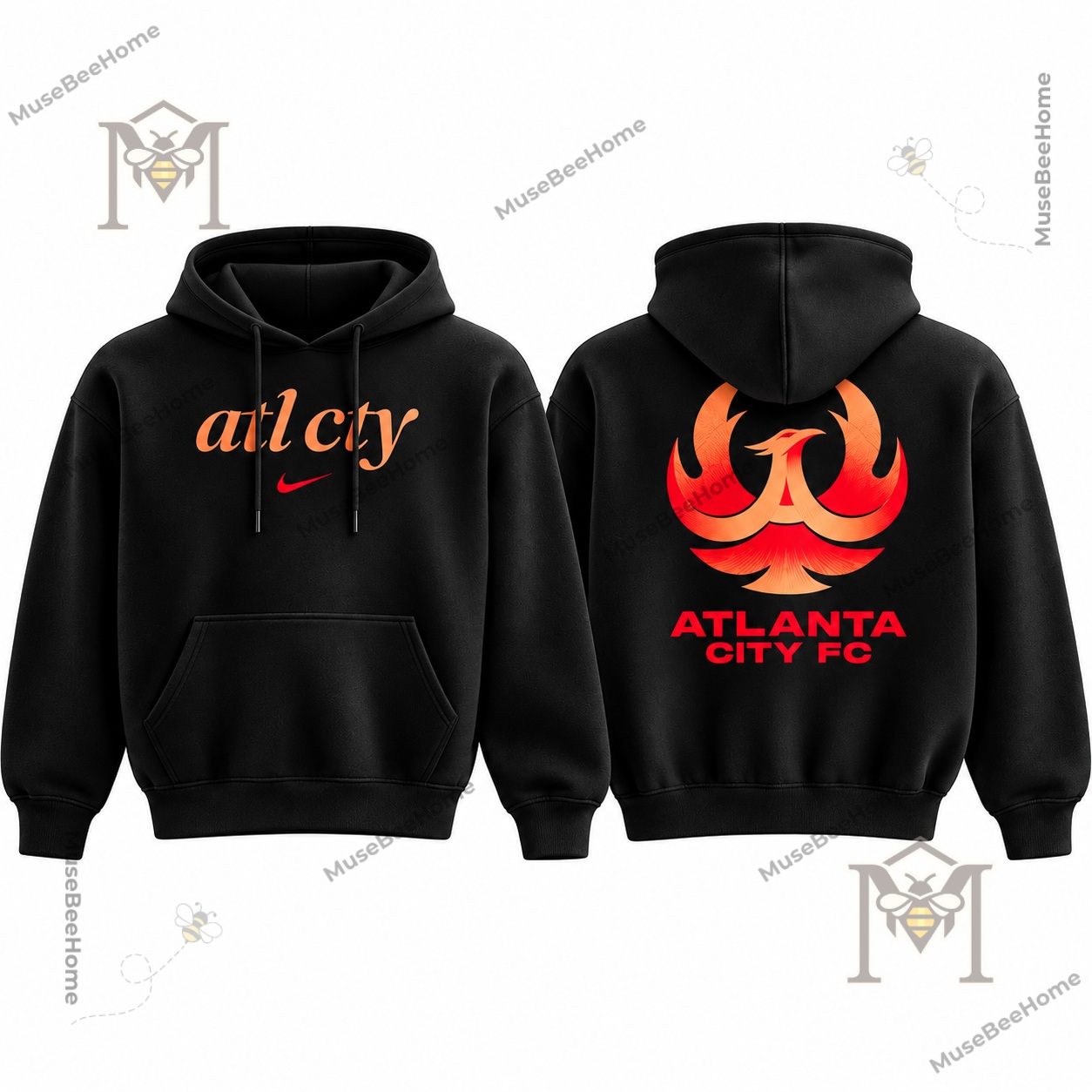 Atlanta City FC Nike Black Pullover Hoodie - rear phoenix graphic