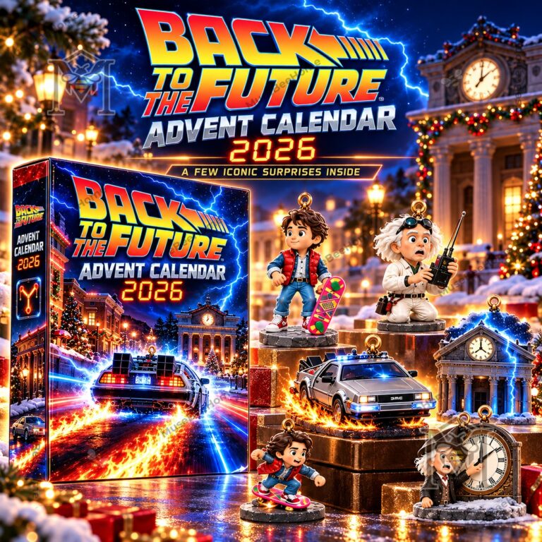 Back to the Future 2026 Advent Calendar - boxed front view with figurines and DeLorean