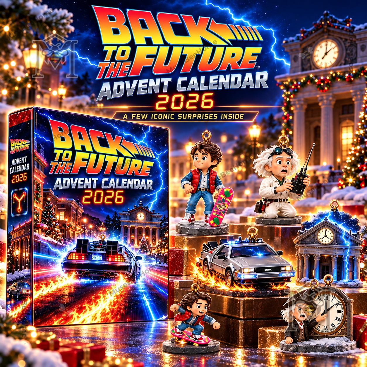 Back to the Future 2026 Advent Calendar - boxed front view with figurines and DeLorean
