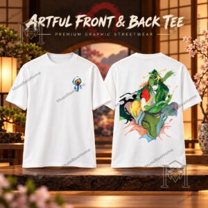 Nujabes Hand-Painted Anime Artwork T-Shirt - front and back views with colorful artwork