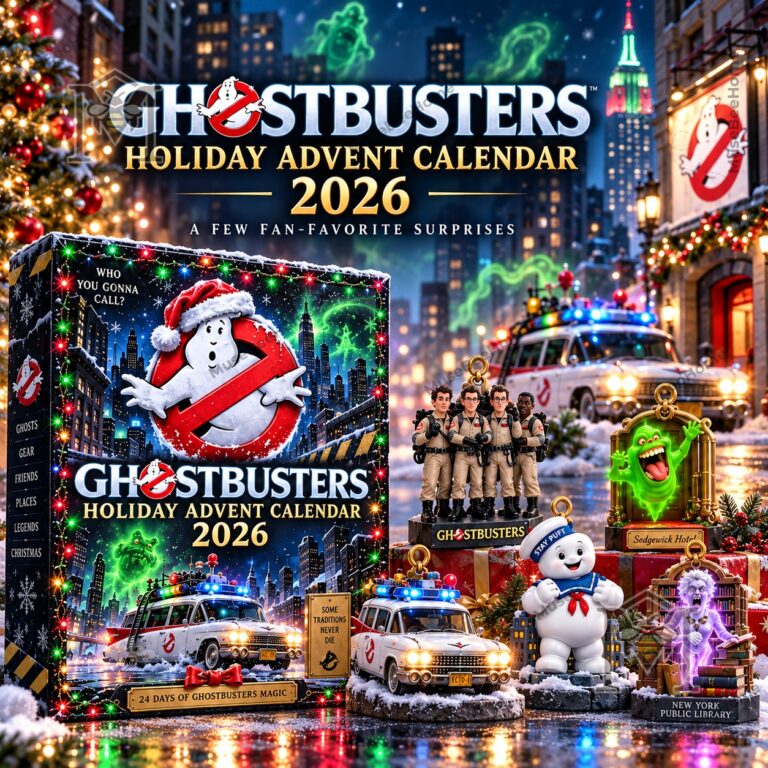Ghostbusters Holiday Advent Calendar 2026 - front box display with holiday character artwork