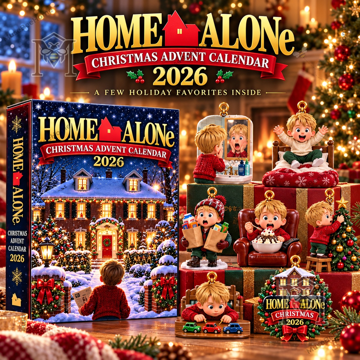 Home Alone Christmas Advent Calendar 2026 - box front and illustrated character compartments