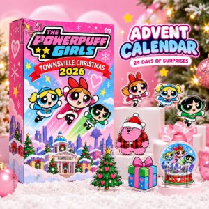 The Powerpuff Girls Christmas 2026 Advent Calendar - front box and acrylic figures