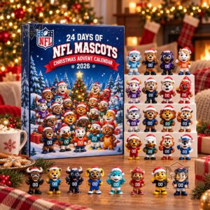 24 Days of Football Mascots Christmas Advent Calendar 2026 - front box and mascot display