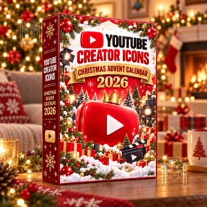 YouTube Creator Icons Christmas Advent Calendar 2026 - front and side box view