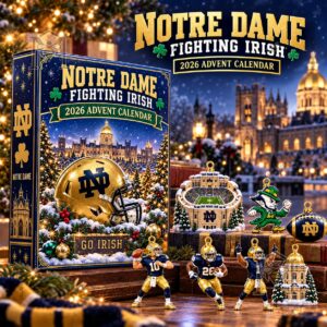 Notre Dame Fighting Irish 2026 Advent Calendar - front box with football helmet design