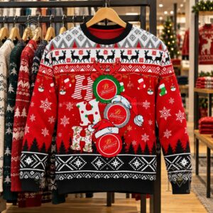 Budweiser Ho Ho Ho Snowy Funny Ugly Christmas Sweater - photo 4