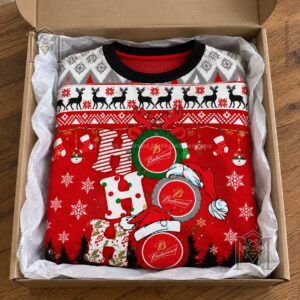 Budweiser Ho Ho Ho Snowy Funny Ugly Christmas Sweater - photo 5
