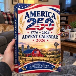 Farming x America 250th Anniversary Advent Calendar 2026 - close view of barn artwork