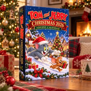 Tom and Jerry Christmas 2026 Advent Calendar - front and side view of decorated box