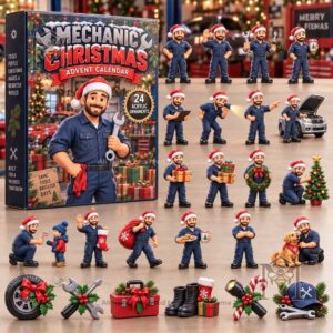 Mechanic Christmas Advent Calendar 2026 - front box artwork with mechanic character