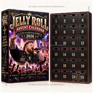 Jelly Roll 2026 Christmas Advent Calendar - box and Jelly Roll character figures displayed