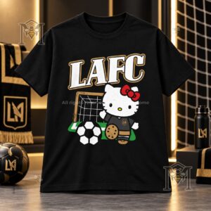 Los Angeles FC Hello Kitty T-Shirt - front view with Hello Kitty soccer graphic