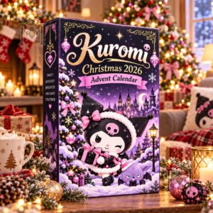 Kuromi Christmas 2026 Advent Calendar - front box artwork with Kuromi and snowy castle scene