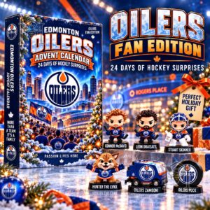 Edmonton Oilers Fan Edition Advent Calendar - front view of illustrated team box