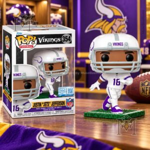 Minnesota Vikings Justin Jefferson Funko Pop - boxed figure and front-facing display view