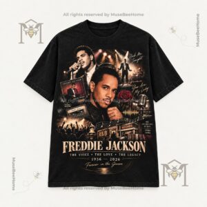 Freddie Jackson 1956-2026 memorial T-Shirt - upper collage detail