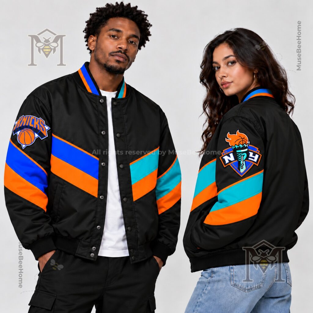 New York Knicks Retro Colorblock Matte Bomber Jacket