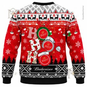 Budweiser Ho Ho Ho Snowy Funny Ugly Christmas Sweater - photo 2