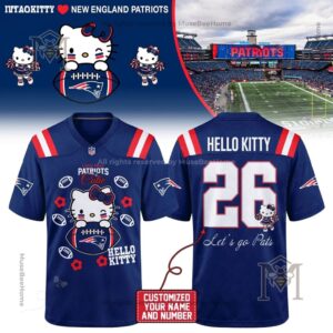 New England Patriots Hello Kitty Football Custom Jersey 2026 - front and back views