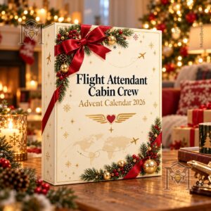 Flight Attendant Cabin Crew 2026 Advent Calendar - front box view with Christmas aviation artwork