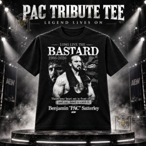 AEW PAC Benjamin Satterley Long Live The Bastard Tribute T-Shirt - front view