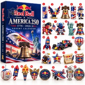 America 250th Anniversary x Red Bull Advent Calendar 2026 - angled packaging view