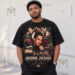 Freddie Jackson 1956-2026 memorial T-Shirt - lower lettering and record graphic