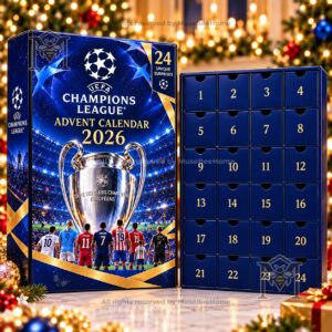 UEFA Champions League 2026 Advent Calendar - miniature accessories displayed beside the box