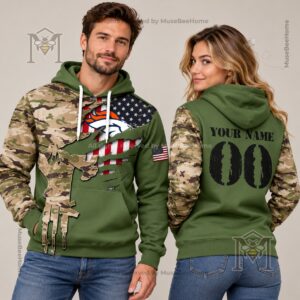 Denver Broncos hoodie back with customizable name and number area