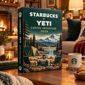 Starbucks × YETI Coffee Adventure 2026 Box - front gift box with mountain camping artwork
