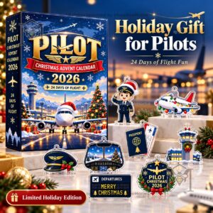 Pilot Christmas 2026 Advent Calendar - front box and aviation ornaments