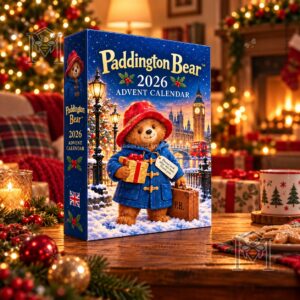 Paddington Bear 2026 Advent Calendar - front and side view of illustrated box