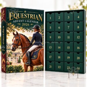 Side panel displaying vertical Equestrian Advent Calendar text