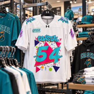 Coastal Carolina Chanticleers NCAA Football Jersey - colorful number graphic