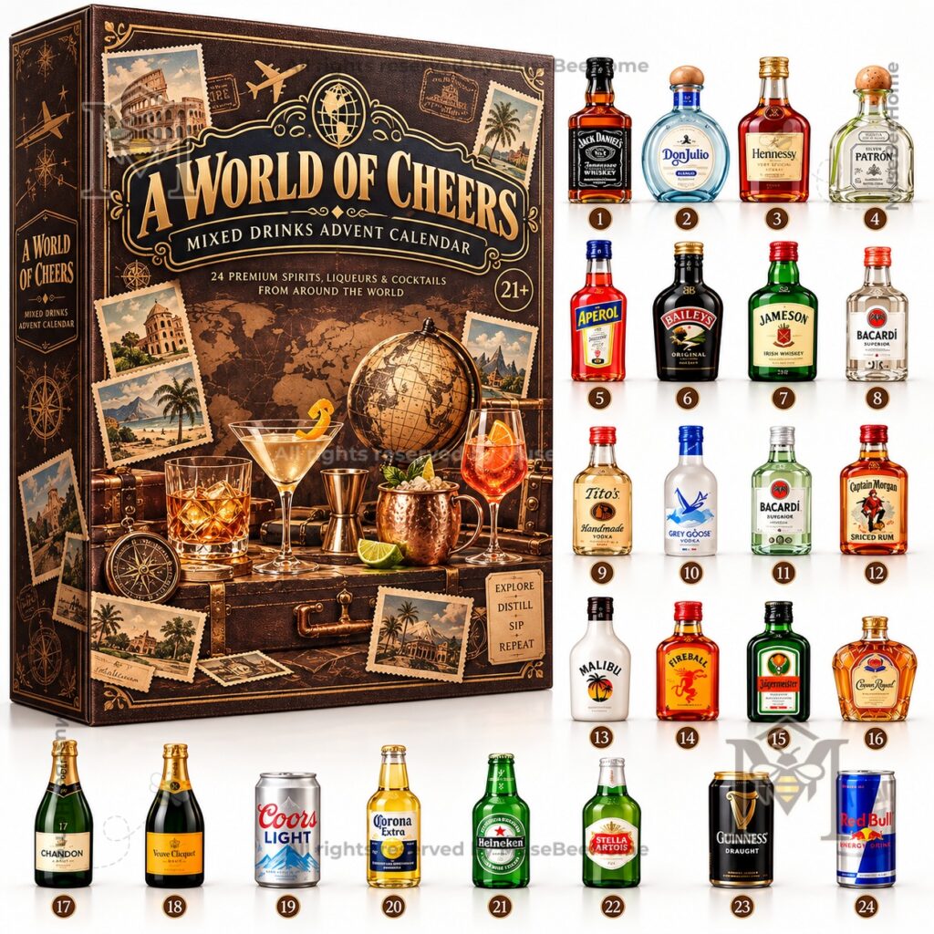 A World Of Cheers 24 Mixed Drinks Advent Calendar - numbered miniature drink bottles