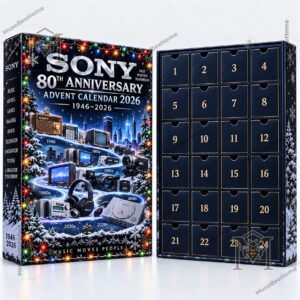 Sony 80th Anniversary Advent Calendar 2026 - lower row showing cameras and gaming devices