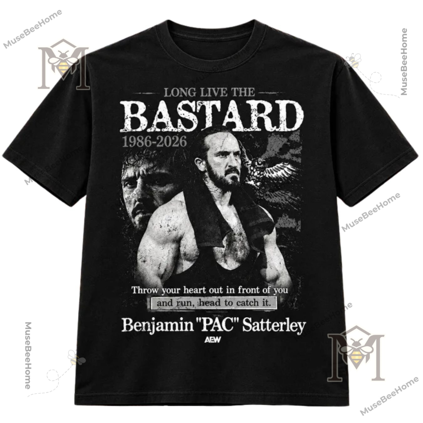 AEW PAC Benjamin Satterley Long Live The Bastard Tribute T-Shirt - photo 2