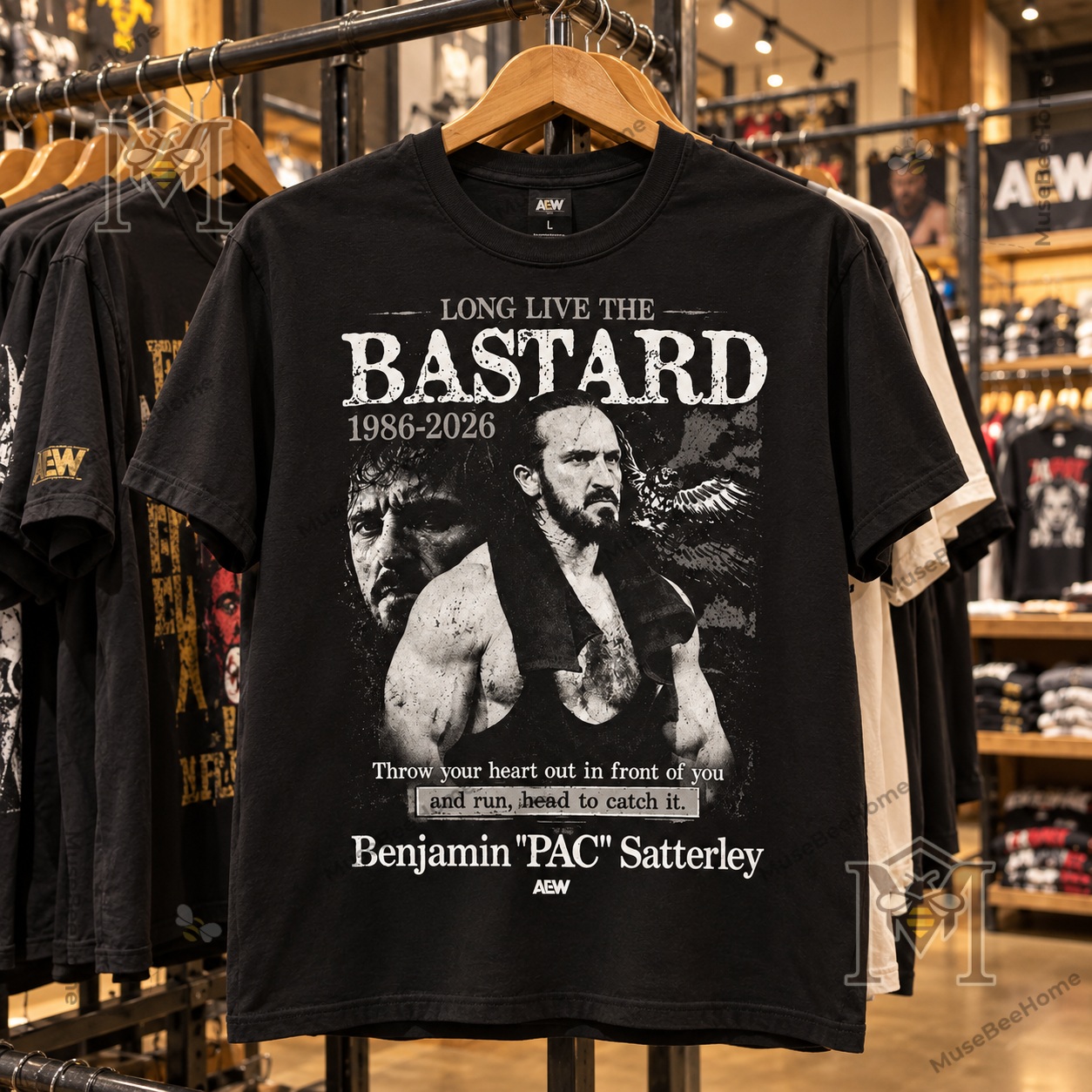 AEW PAC Benjamin Satterley Long Live The Bastard Tribute T-Shirt - photo 3