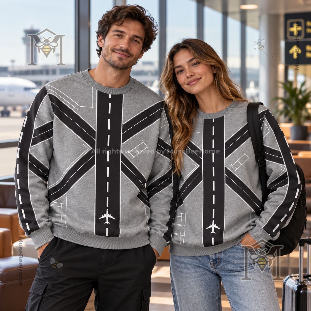 Airport Runway Graphic Crewneck Sweatshirt - photo 2