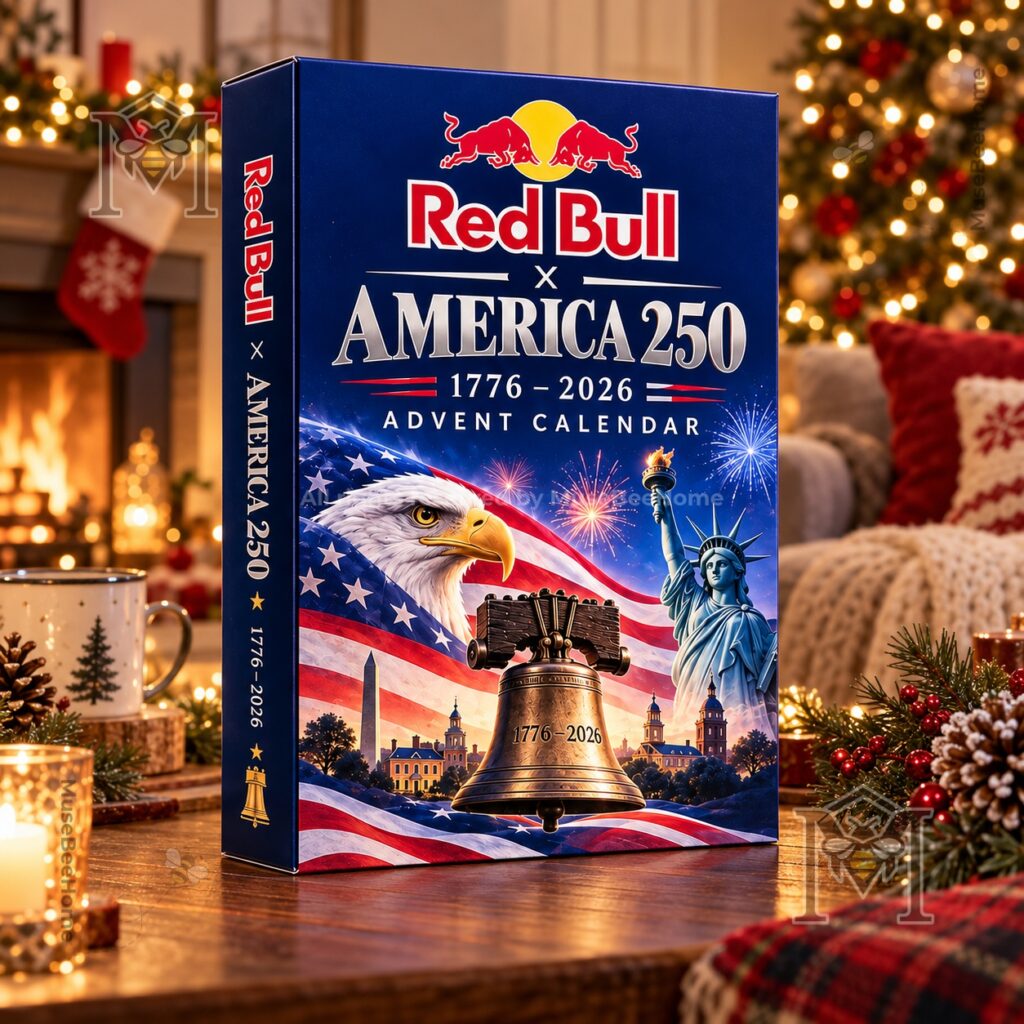 America 250th Anniversary x Red Bull Advent Calendar 2026 – Front box view America 250th Anniversary x Red Bull Advent Calendar 2026 - front box view