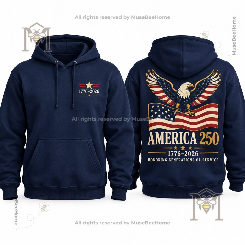 America Veterans Day 2026 250th Anniversary T-Shirt - service message beneath back design