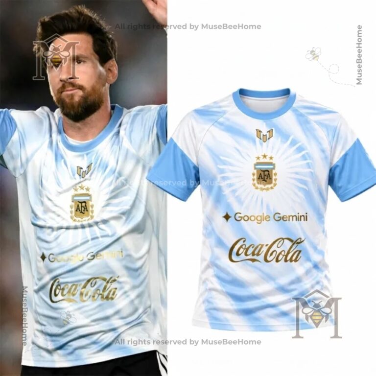 Argentina Lionel Messi Last Match Jersey - front view beside Messi image