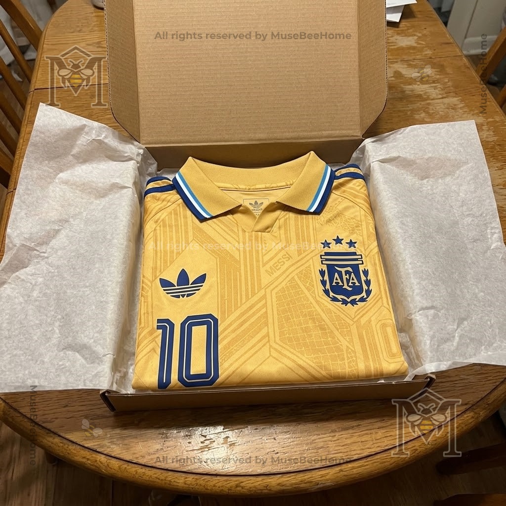 Argentina National Football Team Messi Gracias Messi Gold Tribute Soccer Jersey - photo 4