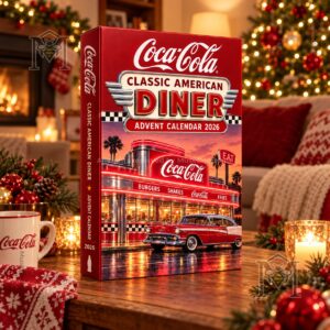 Coca-Cola Classic American Diner 2026 Advent Calendar - front view of illustrated box