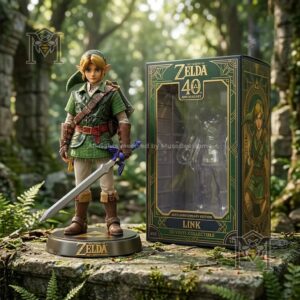 Link Zelda 40th Anniversary figure beside its collector box