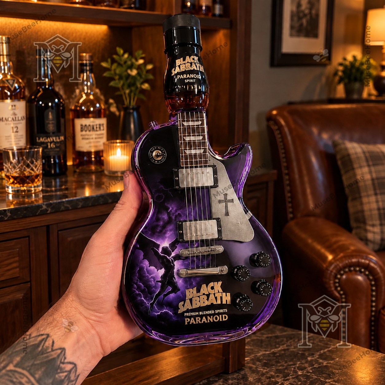Black Sabbath Paranoid Guitar-Shaped Whiskey Bottle - photo 2