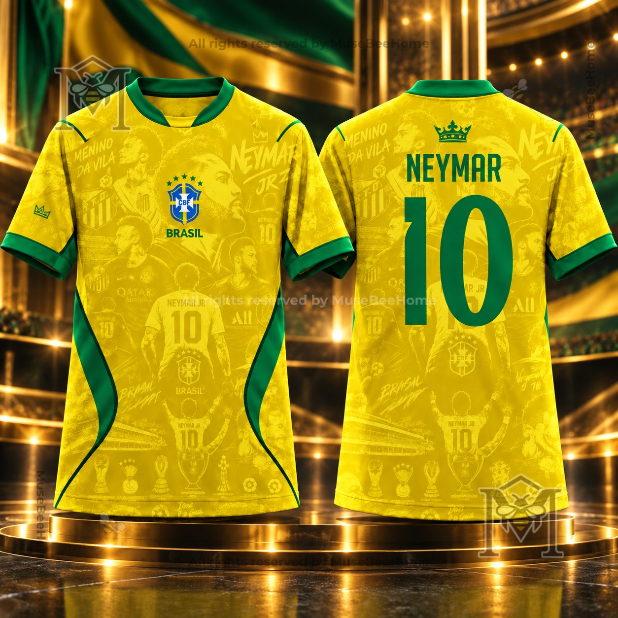 Brazil Neymar Jr Tribute Football Jersey - front and back views